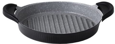 Aeternum Y0F7GRT280, Grill Bistecchiera Tonda, Rivestimento Petravera, Adatto all'induzione, Diametro 28 cm, Linea Gli Speciali Petravera