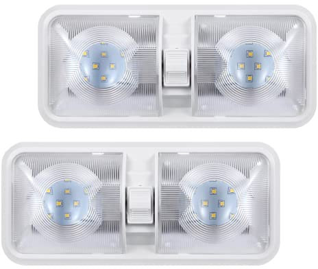 ANYPOWK Lumières LED 12 Volts pour Camping-Car avec Interrupteur on/Off - Lumière du Jour 6500K 7W 800LM, Eclairage Plafonnier LED 12V intérieur pour Camping-Car, Fourgon, remorque, Bateau - Lot de 2