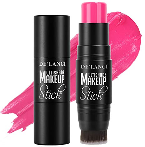 3-in-1 Creme Rouge Stift für Wangen, Lippen und Lidschatten,Wasserfesten, Glatten, Feuchtigkeitsspendenden, Cream Formel, Creme Rouge Make up Stift, Rose