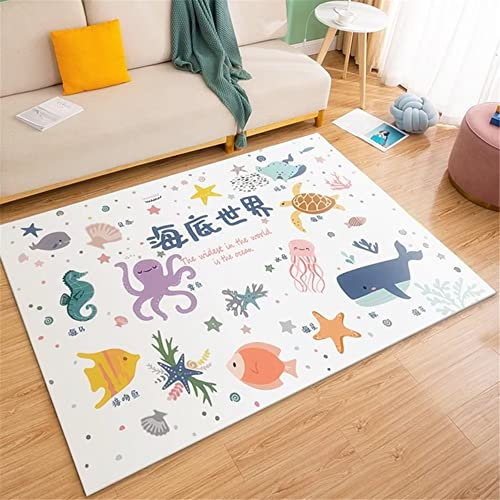 Teppich Für Kinderzimmer blau kinderteppich kinderteppich mädchen Salon Teppich blau Meerestier Muster Teppich strapazierfähig Schlafzimmer 200X300CM Teppich wetterfest Teppich Outdoor