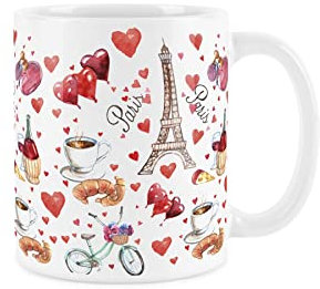 Mug Paris Tour Eiffel et croissants Blanc Café/thé 325 ml