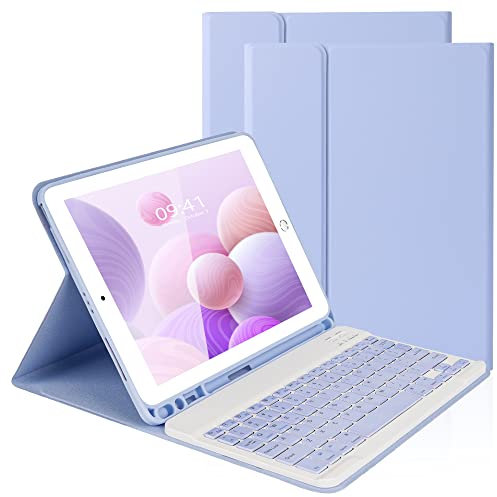 LAMA 9.7 Inch iPad Keyboard Case, Wireless Keyboard Case for 9.7 iPad Pro (2018 6th Generation, 2017 5th Generation, 2016 Pro, Air 2/1) Detachable Keyboards Cases&Pencil Holder, Purple
