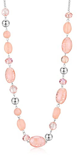 FULU AUTUMN Collana da Donna in Argento con Perline Lunghe Collana a Catena Maglione Bohémien Bigiotteria di Cristallo Regali di Compleanno per la Fidanzata(10-Pink)