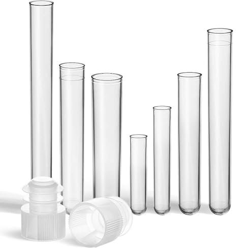 Tuuters 100 Stück Plastik Reagenzgläser mit Verschluss Röhrchen aus Kunststoff (105x Ø 17mm) Plastikröhrchen