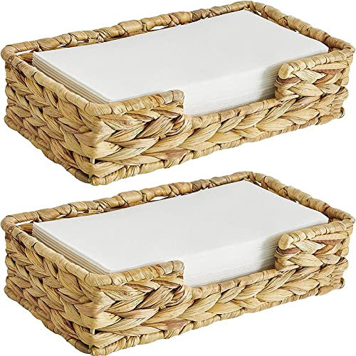 Ghulumn 2 pezzi porta asciugamani usa e getta da lungo in rattan intrecciato in vimini da tavolo in vimini, L