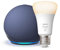 Echo Dot (5th generation) | Deep Sea Blue + Philips Hue White Smart Light Bulb LED (E27), Works with Alexa - Smart Home Starter Kit