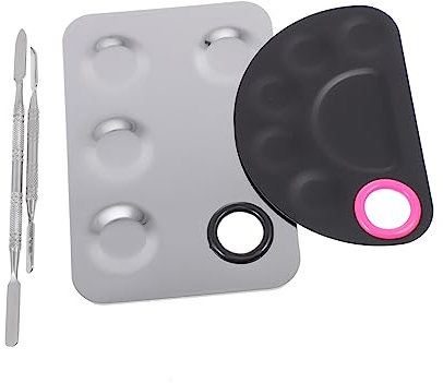 FRCOLOR Stainless Steel Nail Art Paint Boards Multipurpose Beauty Makeup Palettes Set for Nail Application Includes Mixing Tools for Diy Manicure