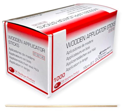 DE Healthcare Products – Holzstäbchen zur Applikation (15 cm), Holzstäbchen für Waxing, unsteril, 1.000 Stück