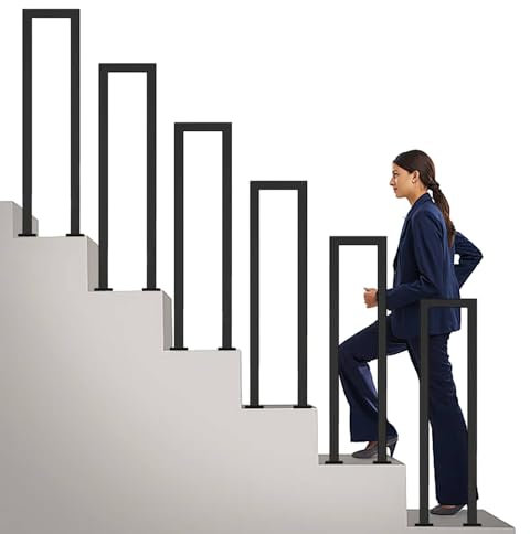 Handlauf, U-treppengeländer Außen, U-Geländer Außen, Raumspartreppe, Treppengeländer, Handlauf Treppe, Geländer Edelstahl für Villen, Balkone, Flure, Wohnungen, Einfach zu Montieren (55*20, Schwarz)