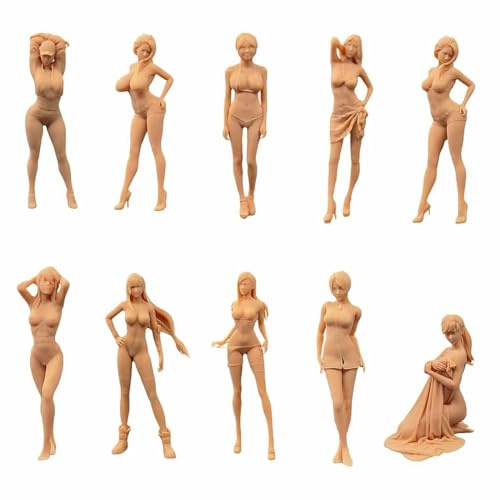 ZEDACAKAI (10 Stück 1/24 Figuren, eine Gruppe reifer sexy und schöner Frauenfiguren, Modell-Miniatur-Szene, GK-Garagen-Set, muss selbst gefärbt werden