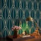 FunStick Green Geometric Wallpaper Peel and Stick Wallpaper Geometric Green and Blue Sticky Back Plastic Patterned for Furniture Removable Blue Vinyl Wrap for Bedroom Bathroom Cupboards 44.5CMx3M
