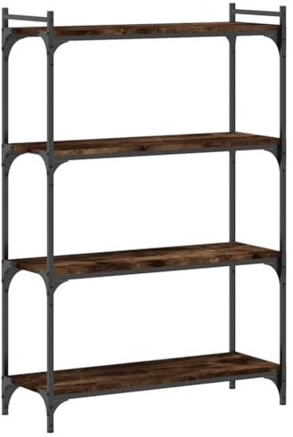 vidaXL Bücherregal 4 Böden Räuchereiche 80x30x120 cm Holzwerkstoff