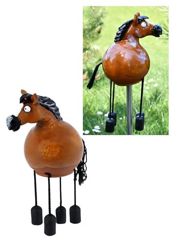 Midene Gartenstecker Keramik Handgefertigt - Gartendeko für Draußen Wetterfest - Garten Deko Keramik - Tier Gartenfiguren & Gartenstatuen - Pferd