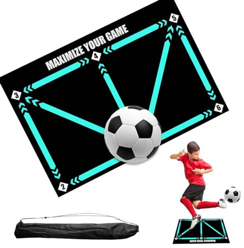 DAZZTIME Alfombra de Entrenamiento de fútbol,Tapete de Entrenamiento de Pasos de Futbol,60x90cm,Accesorios de Entrenamiento de Futbol,Silenciosa,para niños,Sala de Juegos, baño,Aula