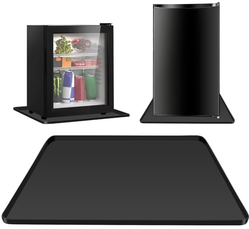 Mini Fridge Silicone Drip Mat with Raised Edges, 23.6 x 23.6 x 0.8 Silicone Floor Protectors for Mini Refrigerator Freezer, Wine Cabinet, Dishwashers, dryers and Other Appliances (Black)
