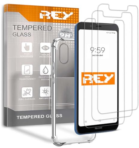 [Lot de 3] Verre Trempé et Coque Anti-Shock pour XIAOMI REDMI 7A, Verre trempé et Silicone TPU Haute résistance