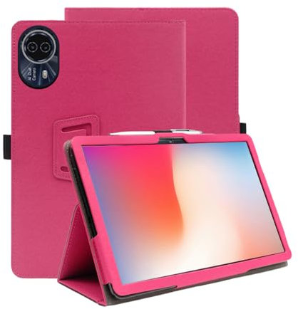 INSOLKIDON Compatible con Tec-Last T50 Plus 11-Inch Tablet Funda Protectora de Cuero Bumper Protección Carcasa con Soporte Función, Auto-Sueño/Activación Funda Plegable (Rosa)
