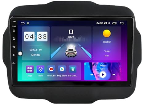 Android 13 Doppio Din 9 Touchscreen Stereo Auto Per Jeep Renegade 2014-2018 Con CarPlay Android Auto GPS Bluetooth WIFI AHD Telecamera Posteriore Comando Del Volante(L1 1+32G)