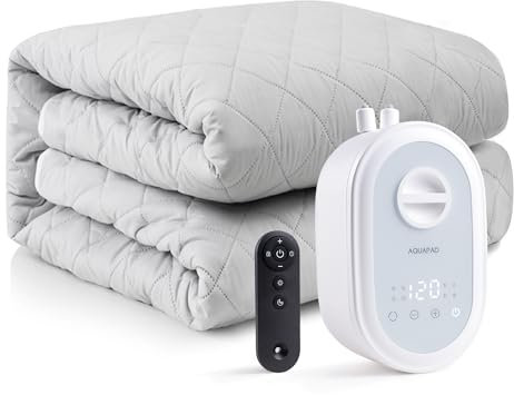 AquaPad CozyFlow Mini-Matratzenauflage, wasserbeheizt, 3 Jahre AquaCare, UL499 getestet, ohne elektrischen Draht, vollständig digital, AirQuiet 2.0-Technologie, intelligent, glatt, Hydro Heat (Queen)