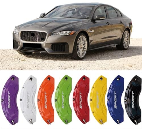 4pc Brake Caliper Covers Compatible Front Rear 18/19/20/21/22 Wheel Size for Jaguar XF Accessories (Orange)
