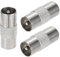 Greluma Adaptador de enchufe coaxial de TV a enchufe coaxial de TV, conector acoplador de antena de barril macho a macho de 3 piezas