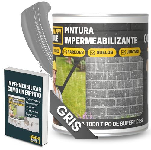 [8L] Revestimiento Sellador Impermeabilizante Híbrida con Poliuretano, Pintura Impermeable Definitivo Terrazas, Techos y Exteriores, Protección Fugas Goteras, Transparente + 3Colores (Gris, 8l)
