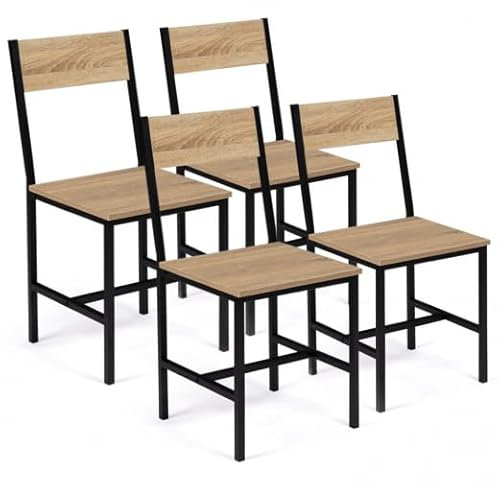 IDMarket – Juego de 4 sillas de cocina Detroit diseño industrial