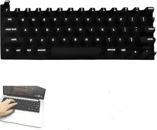 Keyboard Film for Nail Art,Full-Size Keyboard Film,Keyboard Cover for Long Nails,Silicone Raised Keyboard Protective Cover for Nail Art,Full-Size Nail Art Laptop Keyboard Cover for (Black-Heart Shape)
