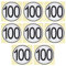 LT Easiyl Lot de 8 autocollants de limitation de vitesse 100 km/h Diamètre 20 cm Pour voitures, remorques, caravanes, camions, bus
