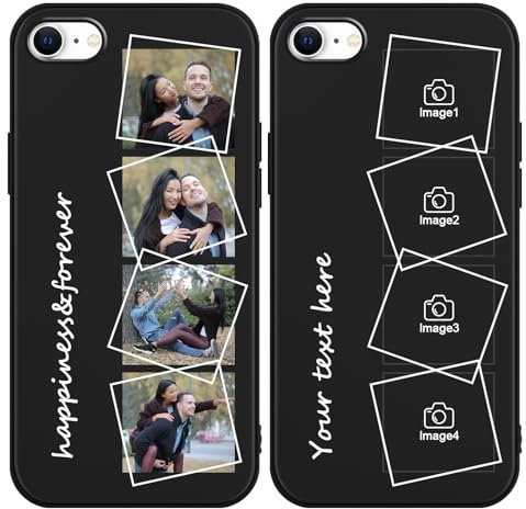 ZhuoFan Personalisierte Handyhülle für iPhone 8/7/iPhone SE 2022/2020 4,7, Personalisiert Schutzhülle mit Eigenem Foto Bild Text Selbst Gestaltet Schwarz Silikon Stoßfest Custom Case