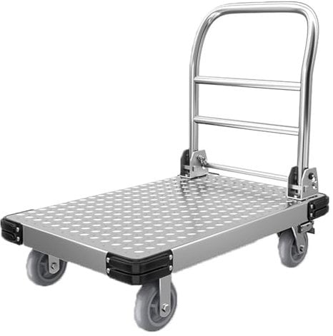 SXYKXYDL Transportkarre aus dickem Stahlmaterial, robuster Sackkarren, Pritschenwagen, Faltbarer Sackkarren für den Lebensmittelladen (Silber, 75 x 48 cm)