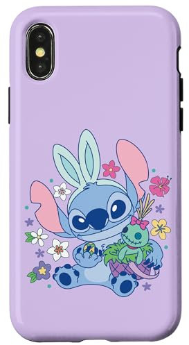 Hülle für iPhone X/XS Disney Lilo & Stitch Cute Easter Bunny Stitch and Scrump