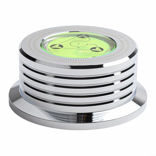 Feeshoppher Vinyl Record Player Disc Weight With Level Record Weight Stabilizer Turntable Disc Record Stabilizer Clamp(Silver)