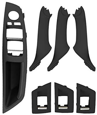 Yoegerery Innentür-Zuggriff-Verkleidungs-Kits für BMW 5er-Serie F10 F11 | Ersatz-Fensterschalter, Armlehnenverkleidung für BMW 520, 523, 525, 528, 530, 535 (Schwarz, Zwei Löcher-7PCS)