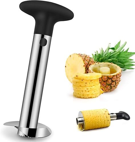 Ananasschneider Edelstahl - Ananasschäler - Ananas Schneider mit Edelstahlklinge in Lebensmittelqualität (schwarz)