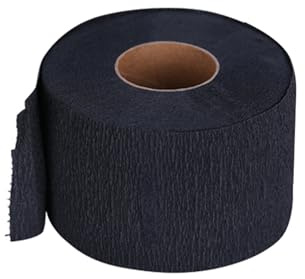 OHEETU 1 Roll Black Disposable Barber Neck Paper Strips Self-Adhesive Stretchy Neck Bands for Hairdressing, Hair Cutting & Salon Supplies(13x2.6 Inch)