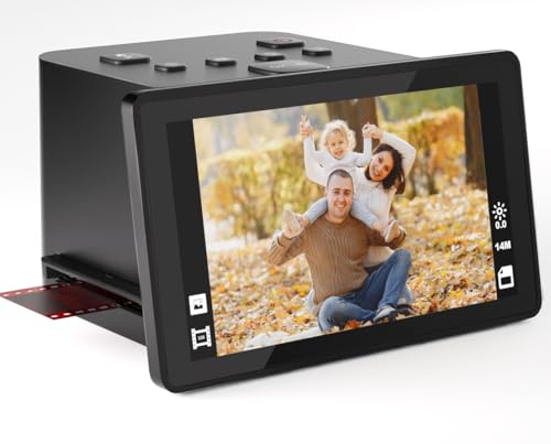 DigitPro Film and Slide Scanner Converts Color & B&W Negatives & Slides 35mm, 126, 110 Films to Digital Photos, with 5 LCD Screen, Easy-Load Film Inserts