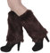 JIAHG Womens Faux Fur Leg Warmers 16inch Long Fluffy Boot Cuffs Covers with Straps Costume Furry Leg Gaiters Wraps for Halloween Fancy Dress Rave Winter Cosplay (Coffee, One size)