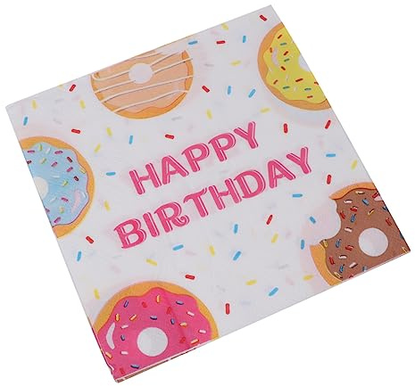 OUNONA 40 Blatt Süße Donut Servietten für Geburtstagspartys Papierservietten mit Niedlichem Design für Feierlichkeiten und Familienanlässe