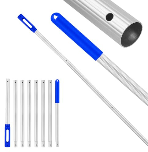 Asaiy Aluminium Pool Telescopic Pole, Extendable from 74 to 300 cm, 8-Piece Extendable Pole for Pool Cleaning - Compatible with Landing Net, Skimmer Net, Pool Brush & Floor Vacuum Cleaner