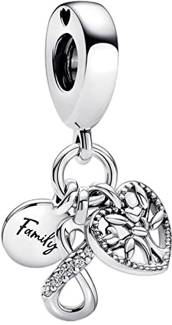 Aiwedanisting Damen Family Infinity Triple Charm Anhänger für Armband 925 Sterling Silber Geburtsstein Charms Beads passend für Armband