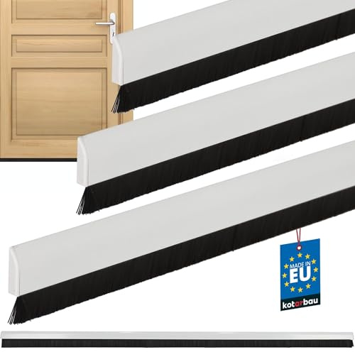 KOTARBAU® 3 pièces Joint Bas de Porte - PVC - 100 cm - Blanc - Brosse Bas de Porte Automatique - Joint de Battant D'entrée - Protection Contre Le Vent et Les Insectes - Facile À Installer