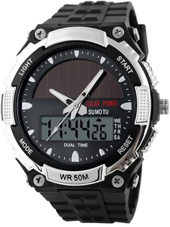Orologio da uomo a energia solare – Orologio da campo elegante, orologio da polso sportivo ricaricabile con display analogico, resistente all'acqua e comfort quotidiano | ideale per l'uso