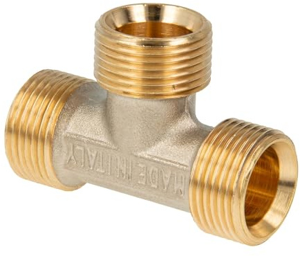 tecuro T-Stück mit allseitig Eurokonus G 3/4 Zoll AG, DN 20, DVGW, Messing teilvernickelt