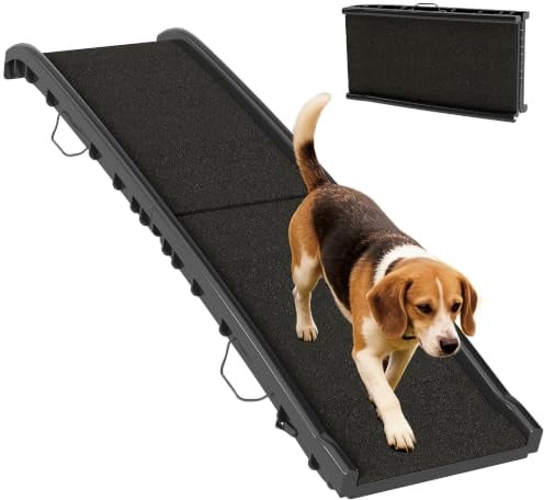 PawHut Rampe Pliable pour Chiens Pente Douce 155 x 38,5 x 15,5 cm Noir | Escalier pour Chien en PP, Surface Antidérapante, Rampe Voiture, pour Chiens de Toutes Races