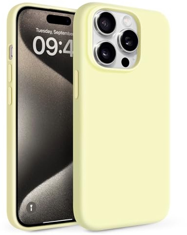 Newseego for iPhone 15 Pro Case Liquid Silicone Cover, Yellow | Solid Color, Slim Fit, Silky Soft Touch, Comfortable Grip, Shockproof, Anti-Scratch, Precise Cutouts, Responsive Buttons