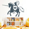 Wandtattoo Loft „Ritter mit Schild, Helm und Lanze auf Pferd“ / Wandtattoo/Wandaufkleber / 54 Farben / 3 Größen/gelbgrün / 80 cm hoch x 112 cm breit