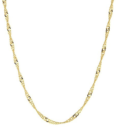 PRINS JEWELS 14 Karat / 585 Gold Singapur Kette Licht Zweiseitig Diamantiert Unisex, Länge Wählbar (39)