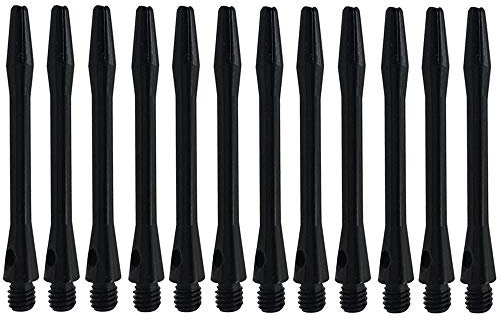 Amacoam Dart Schaft Aluminium Dartschäfte Metall Dart Schäfte Set Dart Shafts Medium Dart Zubehör 2BA Gewinde 45 mm Lang Dartpfeil-Schäfte 12 Stück (Schwarz)
