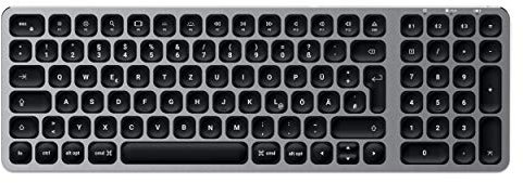 SATECHI Kompakte Kabellose Bluetooth Tastatur mit Hintergrundbeleuchtung – Bluetooth 5.0 & Multi-Device-Sync – Kompatibel mit 2020/2018 MacBook Air, iPad Pro, MacBook Pro (Deutsch)